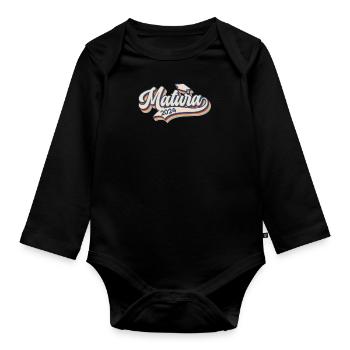 MATURA 2024 Maturanten Vintage Matura - Baby Bio-Langarm-Body - Schwarz - Vorne
