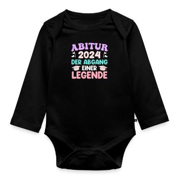 Abitur 2024 A Legend Leaves the Grounds - Organic Longsleeve Baby Bodysuit - black - Front