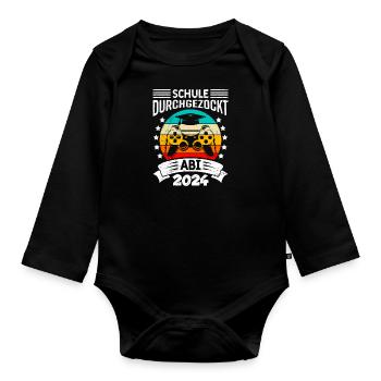 Abitur 2024 Abi School Gambled Through High School Graduate - Organic Longsleeve Baby Bodysuit - black - Front