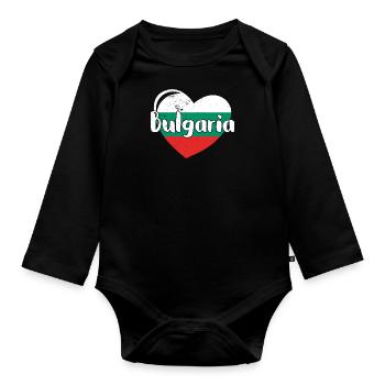 Bulgaria National Flag Balkan Sofia Holiday - Organic Longsleeve Baby Bodysuit - black - Front