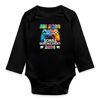 Abi 2024 School Played Through Gamer Funny - Organic Longsleeve Baby Bodysuit - black - Front