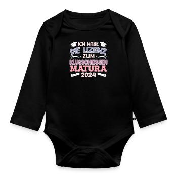 Maturantin Lizenz zum Klugscheissen Matura - Baby Bio-Langarm-Body - Schwarz - Vorne