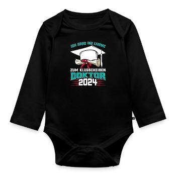Doctor 2024 Have the license to smartass - Organic Longsleeve Baby Bodysuit - black - Front