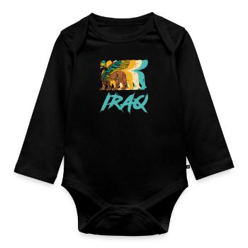 Faravahar Lamassu Iran Persien Gottheit Antik Sume - Baby Bio-Langarm-Body - Schwarz - Vorne