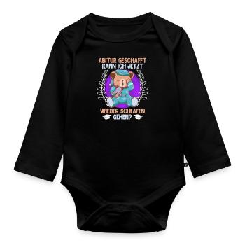 I can go back to bed Abi - Organic Longsleeve Baby Bodysuit - black - Front