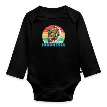 Bali Barong Holidays Indonesia Ocean Surfers - Organic Longsleeve Baby Bodysuit - black - Front