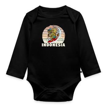 Bali Barong Holidays Indonesia Ocean Surfers - Organic Longsleeve Baby Bodysuit - black - Front
