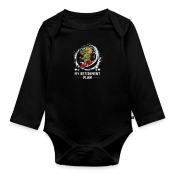 Bali Surfer Barong Summer Indonesia Holidays - Organic Longsleeve Baby Bodysuit - black - Front
