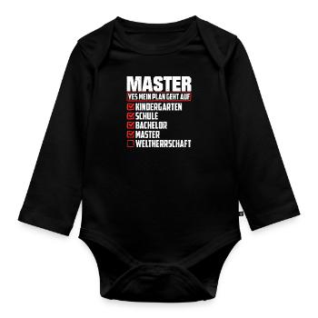Master's Degree List Completed Master's Thesis - Organic Longsleeve Baby Bodysuit - black - Front