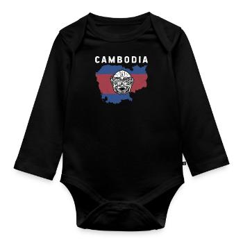 Kambodscha Reise Asien Khmer Angkor Urlaub - Baby Bio-Langarm-Body - Schwarz - Vorne