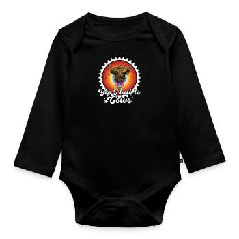Hochlandrind Schottisches Kuh Bauernhof Rind - Baby Bio-Langarm-Body - Schwarz - Vorne