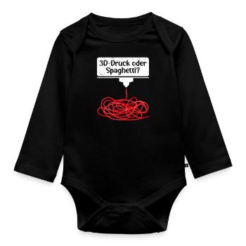3D Printing or Spaghetti 3D Printing Fail - Organic Longsleeve Baby Bodysuit - black - Front