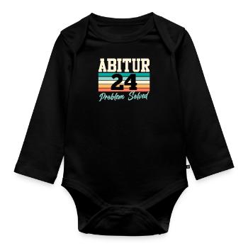 Abitur 2024 Problème Résolu Diplômés Du Secondaire Drôle - Body Bébé bio manches longues - noir - Devant