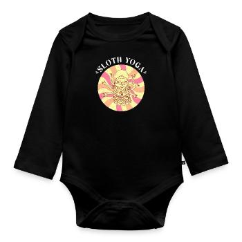 Yoga Faultier Buddhismus Lotus Meditation Zen - Baby Bio-Langarm-Body - Schwarz - Vorne