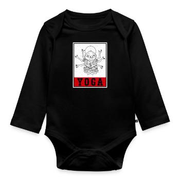 Niedlich Yoga Lotus Namaste Buddha Yogalehrer - Baby Bio-Langarm-Body - Schwarz - Vorne