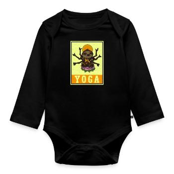 Niedlich Yoga Lotus Namaste Buddha Yogalehrer - Baby Bio-Langarm-Body - Schwarz - Vorne