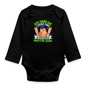 Master 2024 j'ai le permis d'être intelligent - Body Bébé bio manches longues - noir - Devant