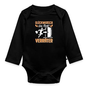Glückwunsch zur Flucht VERRÄTER Abschied - Baby Bio-Langarm-Body - Schwarz - Vorne
