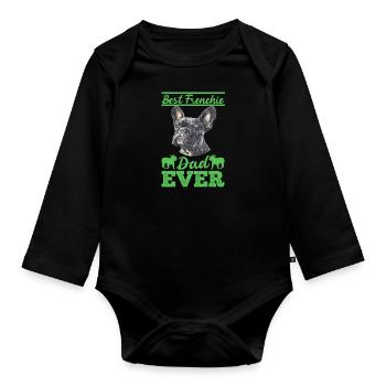 Französische Bulldogge BEST FRENCHIE DAD EVER - Baby Bio-Langarm-Body - Schwarz - Vorne
