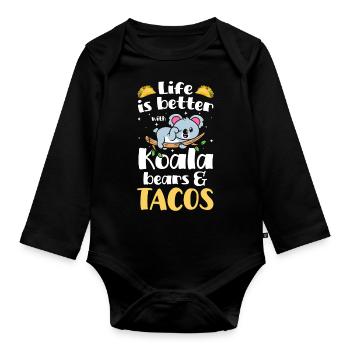 Eucalyptus Animal Welfare Forest - Organic Longsleeve Baby Bodysuit - black - Front