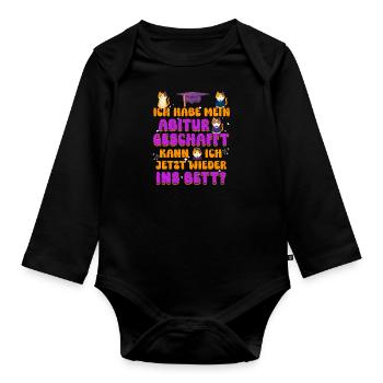 Abi Habe mein Abitur Geschafft Faultier Lustiges - Baby Bio-Langarm-Body - Schwarz - Vorne