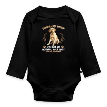 Labrador Liebhaber Persönlicher Stalker Labrador - Baby Bio-Langarm-Body - Schwarz - Vorne