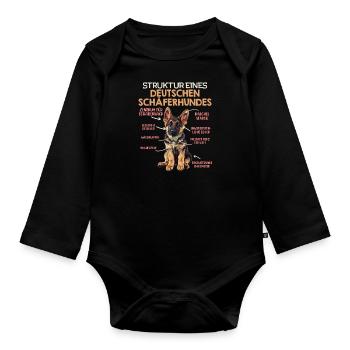 Hundehalter STRUKTUR EINES DEUTSCHEN SCHÄFERHUNDES - Baby Bio-Langarm-Body - Schwarz - Vorne