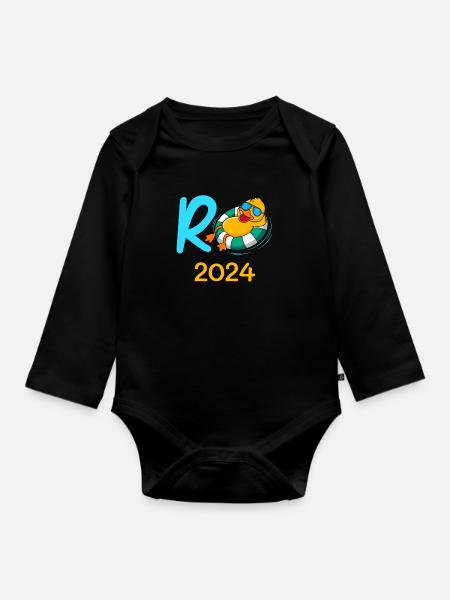 Rente 2024 R-Ente Pensionierung Ruhestand - Baby Bio-Langarm-Body - Schwarz