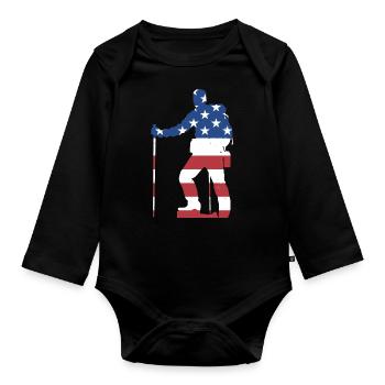 Hiker Us Flag Hiking - Organic Longsleeve Baby Bodysuit - black - Front