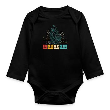 Indonesien Reise Bali Wayang Kulit Schatten - Baby Bio-Langarm-Body - Schwarz - Vorne