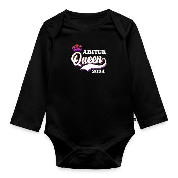 Abitur Queen 2024 Abi Abiturientin - Baby Bio-Langarm-Body - Schwarz - Vorne