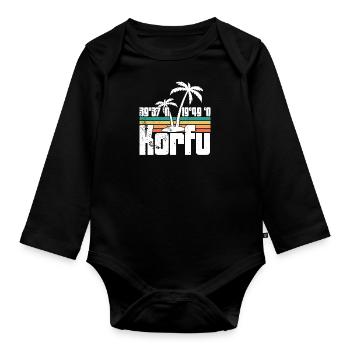 Griechische Flagge Balkan Athen Hellenisch Korfu - Baby Bio-Langarm-Body - Schwarz - Vorne