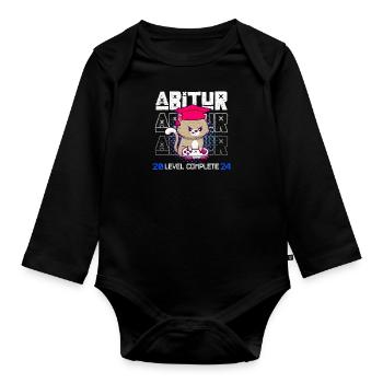 Abitur 2024 LEVEL COMPLETE Abiturienten Abschluss - Baby Bio-Langarm-Body - Schwarz - Vorne