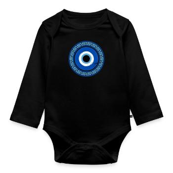 Mykonos Korfu Griechenland Flagge Antike Reise - Baby Bio-Langarm-Body - Schwarz - Vorne