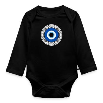 Mykonos Korfu Griechenland Flagge Antike Reise - Baby Bio-Langarm-Body - Schwarz - Vorne