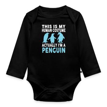 Déguisements Mon Peuple Costume En Fait Un Pingouin - Body Bébé bio manches longues - noir - Devant