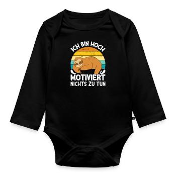 Fauler Kollege Bin Hoch Motiviert Nichts zu Tun - Baby Bio-Langarm-Body - Schwarz - Vorne