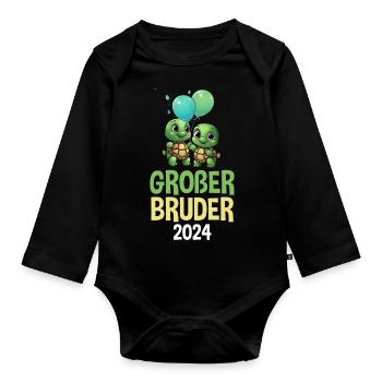 I'm going to be Big Brother 2024 Turtle Baby - Organic Longsleeve Baby Bodysuit - black - Front