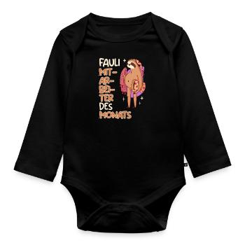 Faul Mitarbeiter des Monats Faultier Kollegen - Baby Bio-Langarm-Body - Schwarz - Vorne