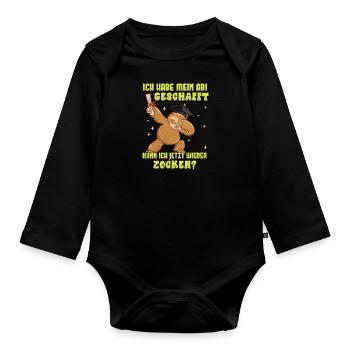 Abitur Habe Mein Abi Geschafft Wieder Zocken? - Baby Bio-Langarm-Body - Schwarz - Vorne