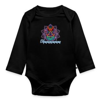 Hamsa Yoga Buddha Talisman Hindu Glück - Baby Bio-Langarm-Body - Schwarz - Vorne