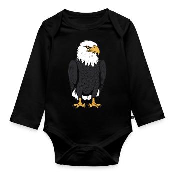 Citation humour Oiseau aigle - Body Bébé bio manches longues - noir - Devant