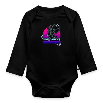 Line dance Tanzen Westernstiefel Tanzgruppe - Baby Bio-Langarm-Body - Schwarz - Vorne