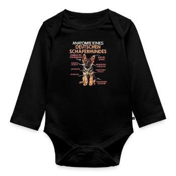 Anatomie des Deutschen Schäferhundes Lustiges - Baby Bio-Langarm-Body - Schwarz - Vorne