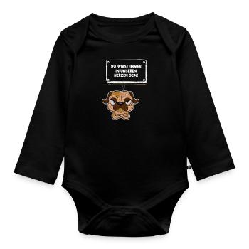 Abschied Wirst immer in unseren Herzen sein Hund - Baby Bio-Langarm-Body - Schwarz - Vorne