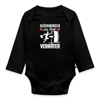 Glückwunsch zur Flucht VERRÄTER Abschied - Baby Bio-Langarm-Body - Schwarz - Vorne
