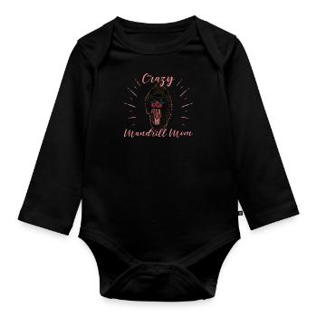 Safari Zoologe Mandrill Dschungel Safari Zoo - Baby Bio-Langarm-Body - Schwarz - Vorne