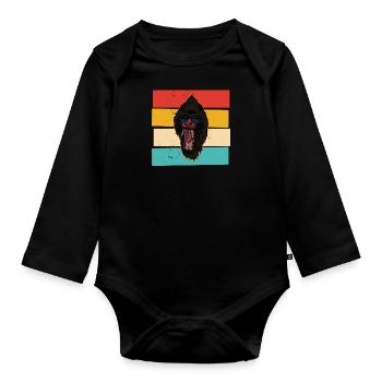 Mandrill Biologe Zoologe Tiere primat Safari - Baby Bio-Langarm-Body - Schwarz - Vorne