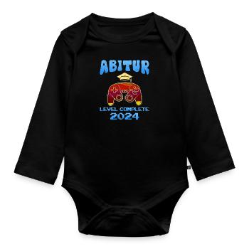 Abitur 2024 LEVEL COMPLETE Abiturienten Abschluss - Baby Bio-Langarm-Body - Schwarz - Vorne