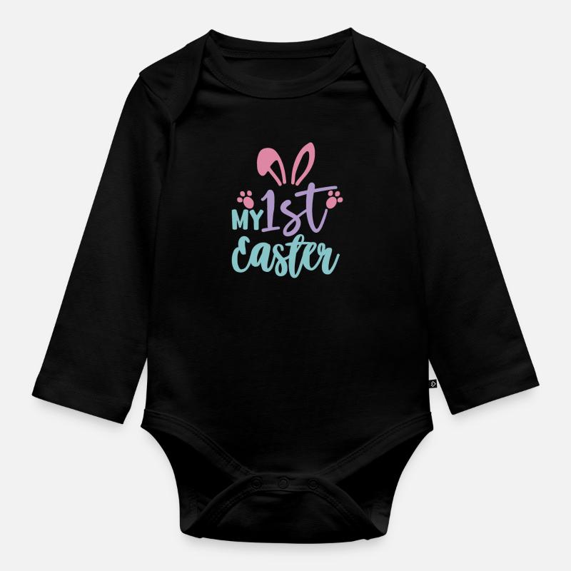My First Easter - Organic Longsleeve Baby Bodysuit - black